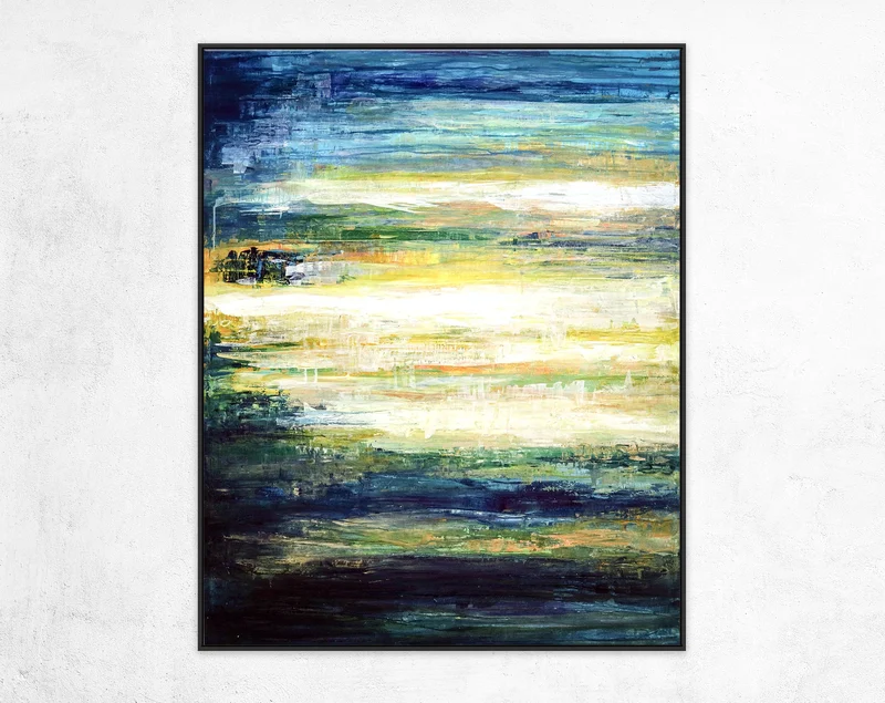 Contemporary Abstract Original Acrylic Painting Capturing Dawn's First Light, Large Modern Canvas Wall Art | Dusk