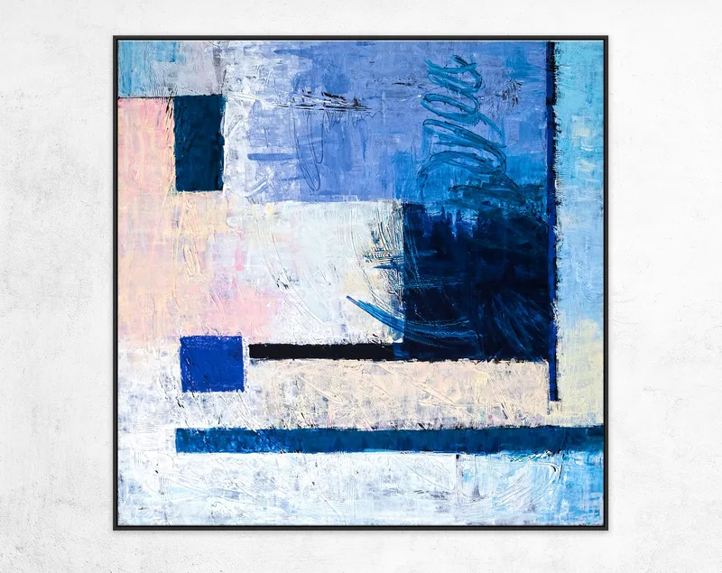 Geometric Original Abstract Acrylic Painting in Pastel Tones, Large Modern Canvas Wall Art Evoking Warmth & Serenity | Window
