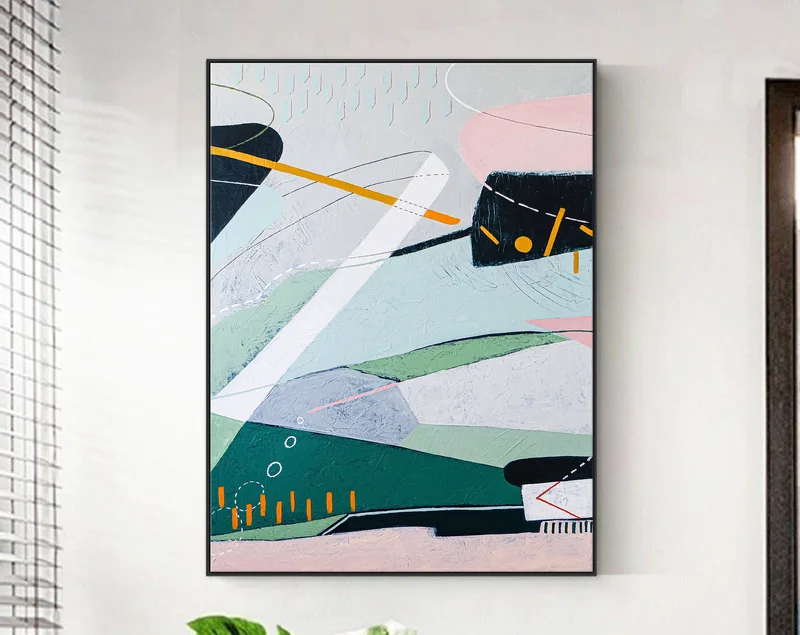 Dreamy Mindscape Expressed Abstract Original Acrylic Painting, Soft-Hued Large Contemporary Modern Canvas Wall Art | Bilder