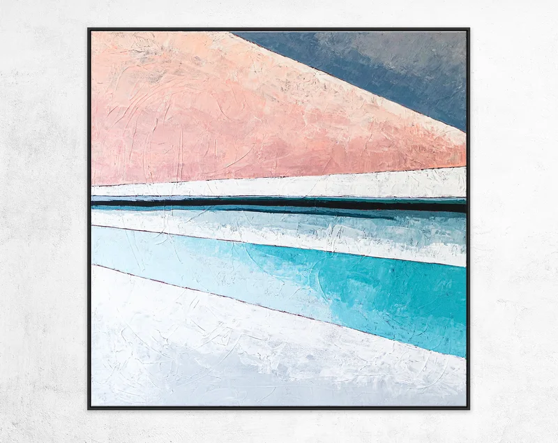 Modern Minimalist Abstract Original Acrylic Painting, Colorful Canvas Wall Art of Illuminated Landscape | Over the hill