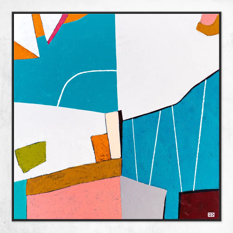 Colorful Original Abstract Painting, Playful and Bright Modern Canvas Wall Art using Acrylic Paint, Oil Pastel | Ubalanse