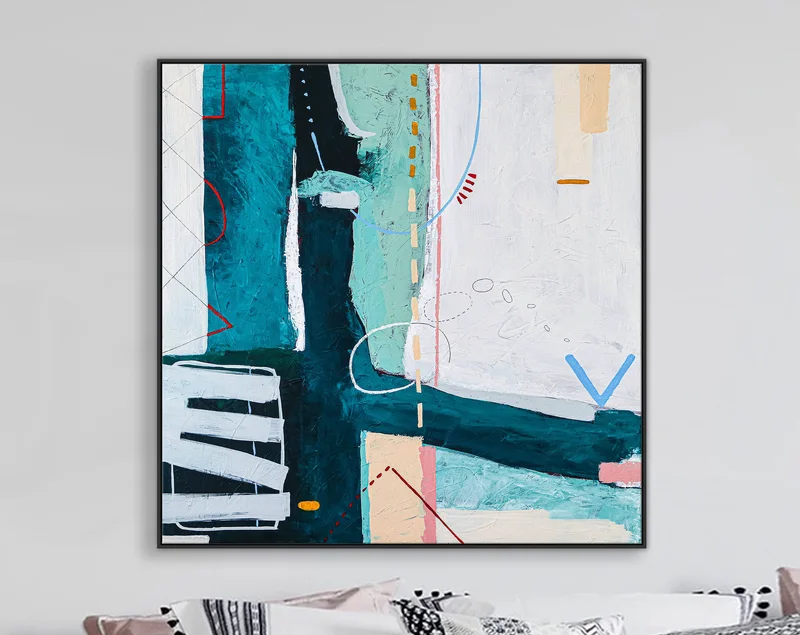 Playful and Youthful Energy in Large Abstract Acrylic Original Painting, Modern Contemporary Canvas Wall Art | Puer