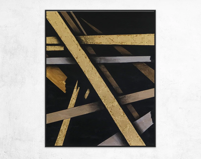 Exciting Fusion of Original Modern Abstract Painting, Large Canvas Wall Art of Expressionism in Acrylic and Gold Leaf | Outro
