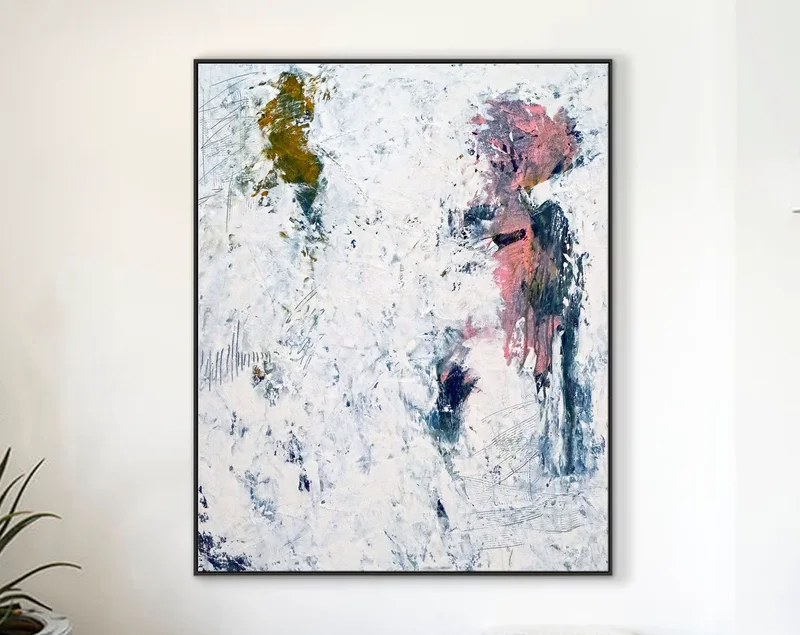 White in Acrylic Original Abstract Painting, Large Expressionist Modern Large Canvas Wall Art | Forgotten memories