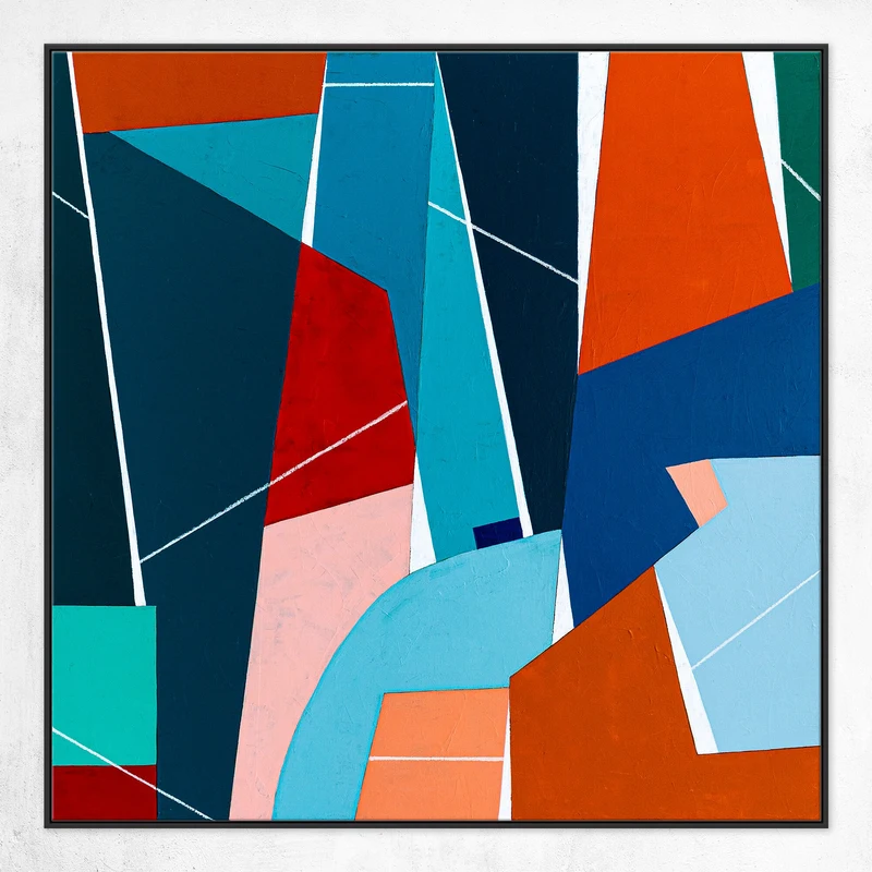Geometric Original Abstract Colorful Painting, Acrylic Modern Contemporary Canvas Wall Art | OU