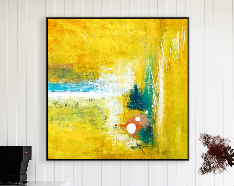 Modern Original Abstract Painting in Acrylic, Large Expressionist Journey in Yellow Canvas Wall Art | Ideation