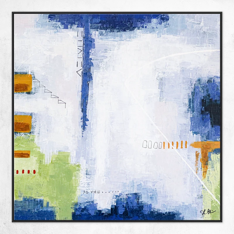 Original Large Abstract Painting with Artistic Brush Strokes, Contemporary Modern Blue Canvas Wall Art | Daydream of Saturday