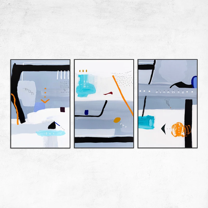 3 Set Original Acrylic Abstract Painting Reflecting Thoughts and Memories, Large Modern Canvas Wall Art | Shall We Take a Break Here (3 Set)