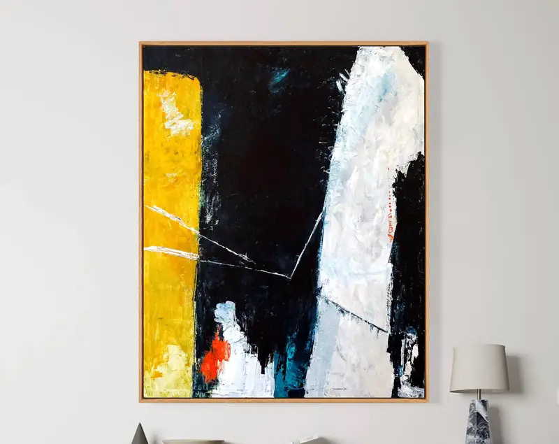 Abstract Painting Original, Playful Moden Painting, Expressionist  Large Acrylic Canvas Wall Art | Connection (Vertical)