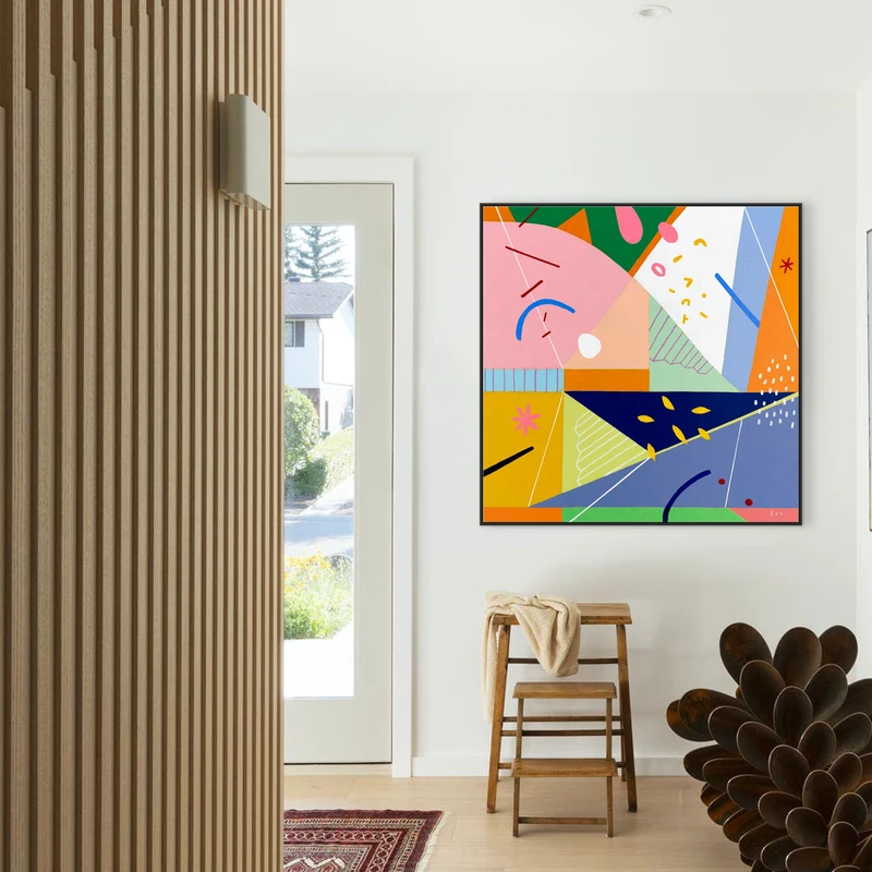 Painting on Canvas Wall Art, Abstract Large Original Modern Colorful Acrylic & Oil Painting, Minimalist Wall Art - Risus