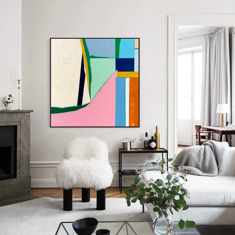 Painting on Canvas Wall Art, Abstract Large Original Modern Colorful Acrylic & Oil Painting, Minimalist Wall Art - Purity