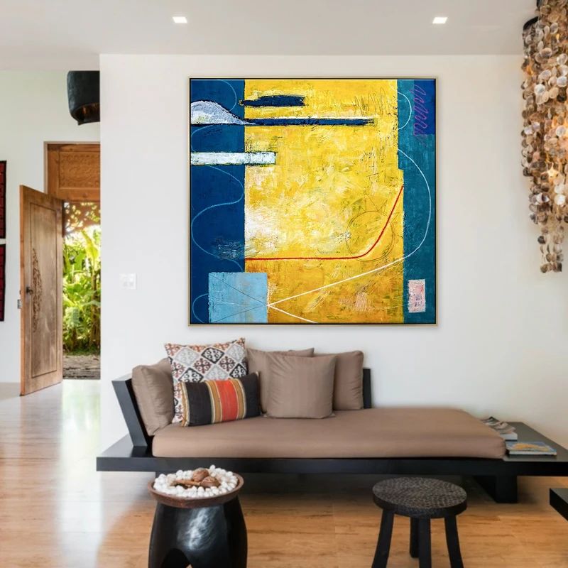 Vibrant Original Abstract Acrylic Painting for Contemporary Spaces, Large Expressionist Colorful Modern Canvas Art | Summer time