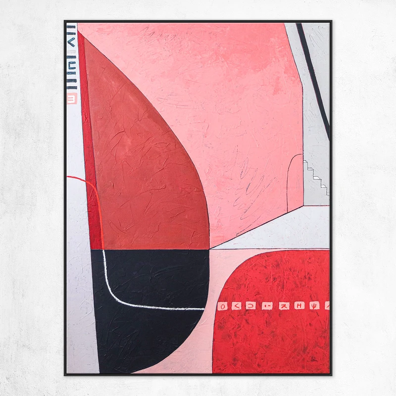 Expressing the Inexpressible in Original Abstract Acrylic Painting, Contemporary Modern Canvas Wall Art of Red & Pink | Decipher