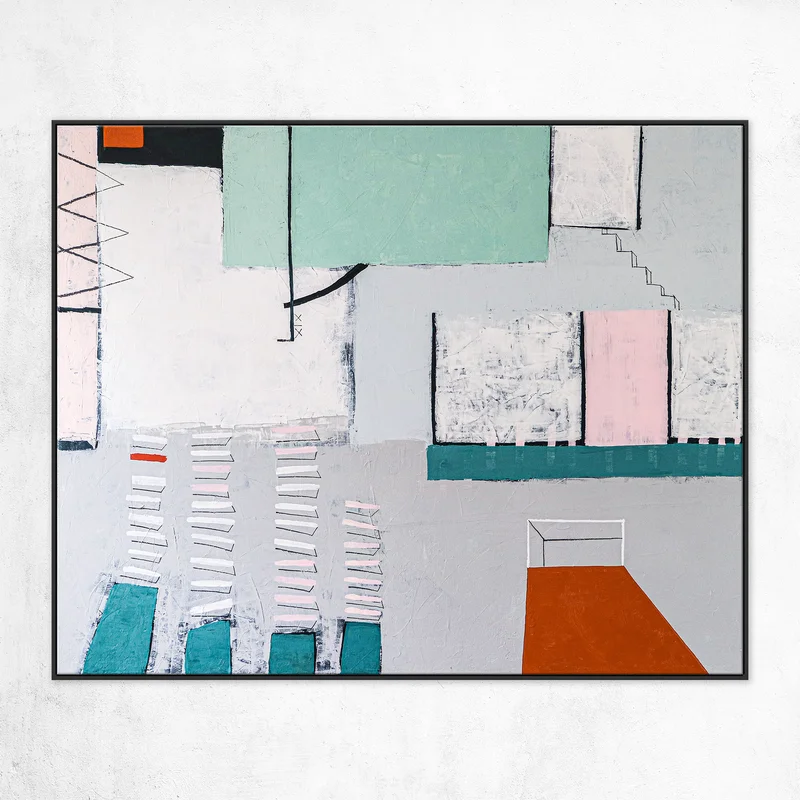 Geometric Large Abstract Original Acrylic Painting, Modern Canvas Art for Expression of the Quest for Solitude | Room XIX