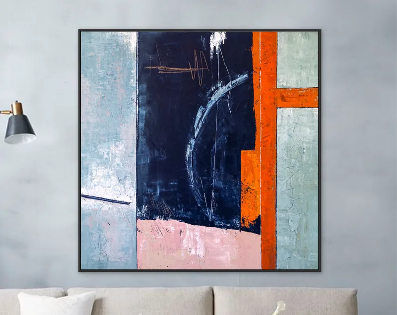 Vibrant Geometric Original Abstract Painting in Acrylic, Calmness Modern Large Canvas Wall Art | Composition A
