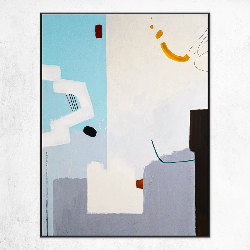 Captivating Geometric Original Acrylic Abstract Painting, Unveiling a Large Contemporary Modern Canvas Wall Art | Volo