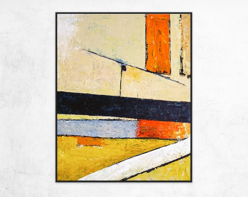 Original Abstract Colorful Painting in Acrylic, Bold & Soft Colors in Large Geometric Modern Canvas Wall Art | Door