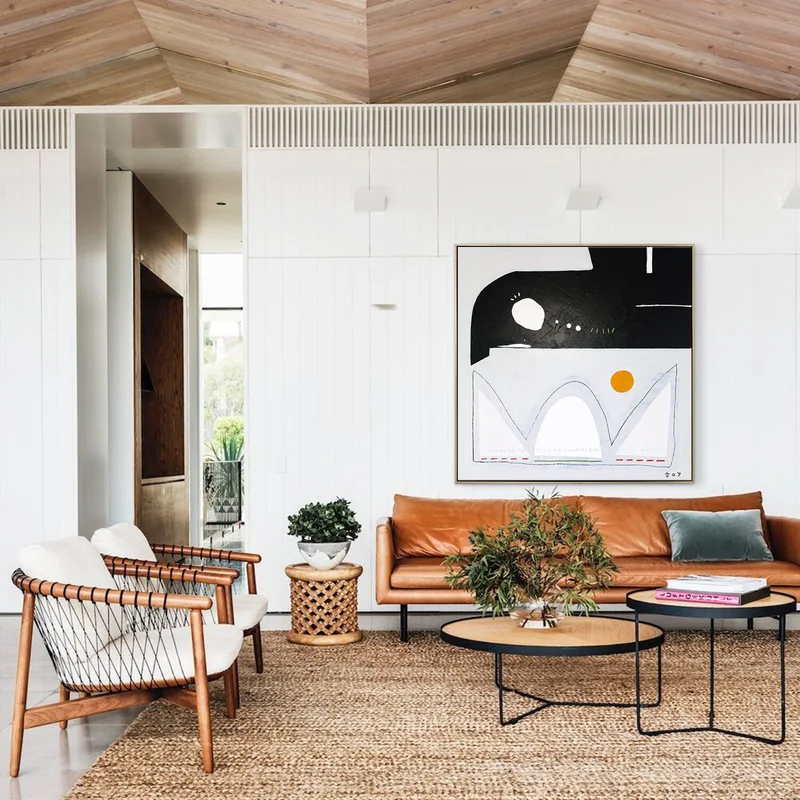 Large Minimalist Black and White Abstract Painting, Original Modern Contemporary Canvas Wall Art | Traumerei