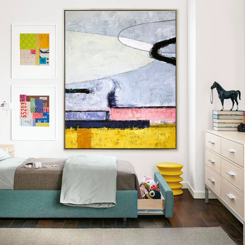 Original Large Abstract Painting of a Parabola, Modern Colorful Acrylic Artwork, Unique Canvas Wall Art | Parabola