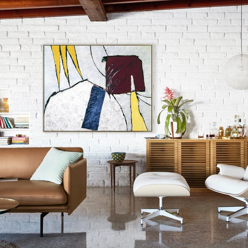 Cheerful & Colorful Original Abstract Acrylic Painting, Large modern Canvas Wall Art in Contemporary Style | Yellow crown