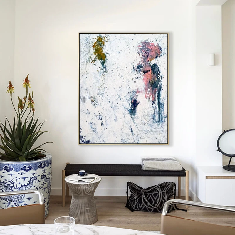 White in Acrylic Original Abstract Painting, Large Expressionist Modern Large Canvas Wall Art | Forgotten memories