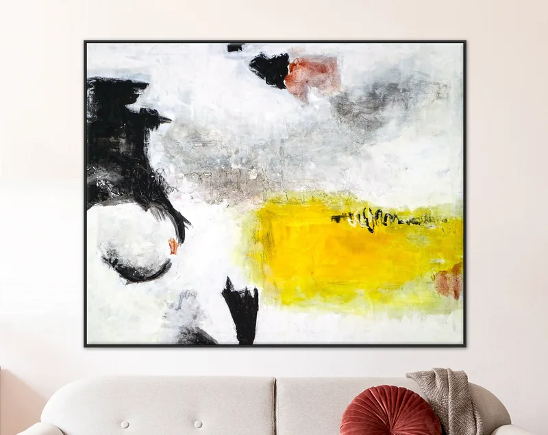 Oriental-Inspired Abstract Original Painting in Acrylic, Large Modern Canvas Wall Art with a Zen Aesthetic | Sign