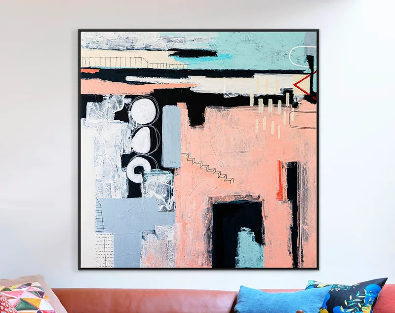 Bold Modern Abstract Original Acrylic Painting, Bold Touches Blurring Lines Canvas Wall Art | Archive of longings