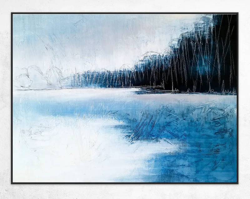 Landscape Modern Original Abstract Acrylic Painting of the Deep Nordic Winter Tranquility, Large Canvas Wall Art | Norwegian wood