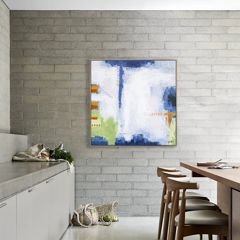 Original Large Abstract Painting with Artistic Brush Strokes, Contemporary Modern Blue Canvas Wall Art | Daydream of Saturday