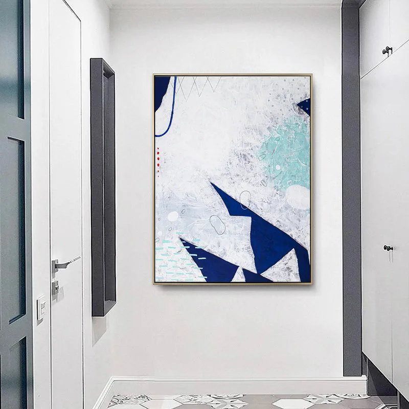 Minimalist Expression of Happiness in Large Modern Abstract Original Acrylic Painting, Blue Canvas Wall Art in Contemporary Style | Vere