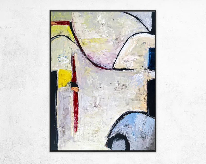 Playful Comfort through Abstract in Modern Original Acrylic Painting, Large Expressionism Canvas Wall Art | No 6