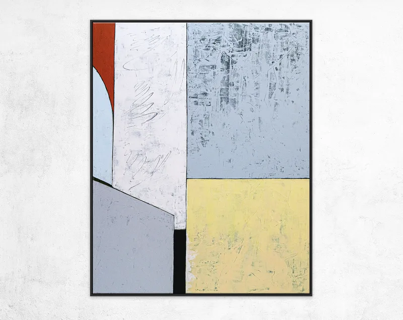 Minimalist Original Modern Abstract Acrylic Painting, Large Geometric Canvas Wall Art Accentuating Space | Creation of leisure