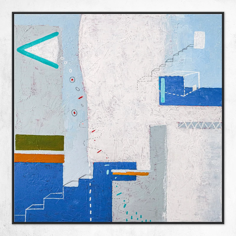 Blue-Themed Modern Original Abstract Large Acrylic Painting, Dreamy Contemporary Canvas Wall Art | Daydream of Thursday