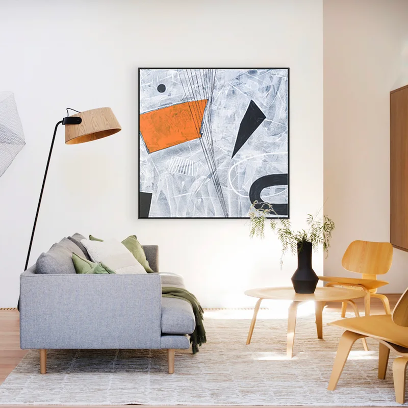 Original Large Abstract Acrylic Painting with Pictorial Elements, Minimalistic Contemporary Modern Canvas Wall Art | Lethe