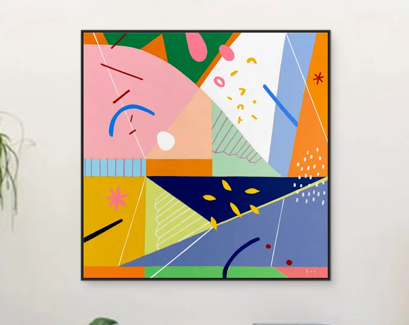 Painting on Canvas Wall Art, Abstract Large Original Modern Colorful Acrylic & Oil Painting, Minimalist Wall Art - Risus