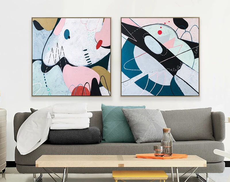 2 Set of Large Abstract Original Acrylic Painting, Modern Contemporary Canvas Wall Art | Entropy + Natura (2 Set)