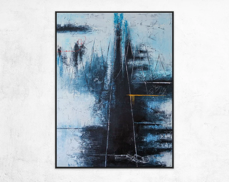 Contemporary Large Modern Abstract Original Canvas Painting, Blue Expressionist Wall Art in Acrylic | If you go to the blue mountain
