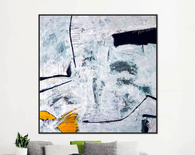 Black & White Modern Original Abstract Acrylic Painting, Large Canvas Wall Art of Unique Textural Depth | Independent variable