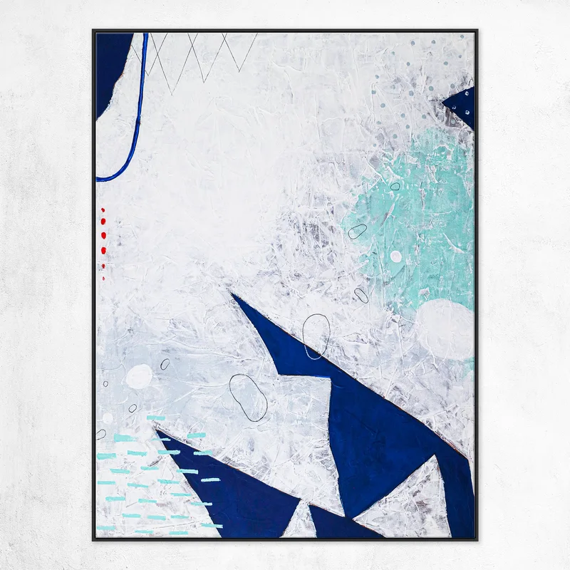 Minimalist Expression of Happiness in Large Modern Abstract Original Acrylic Painting, Blue Canvas Wall Art in Contemporary Style | Vere