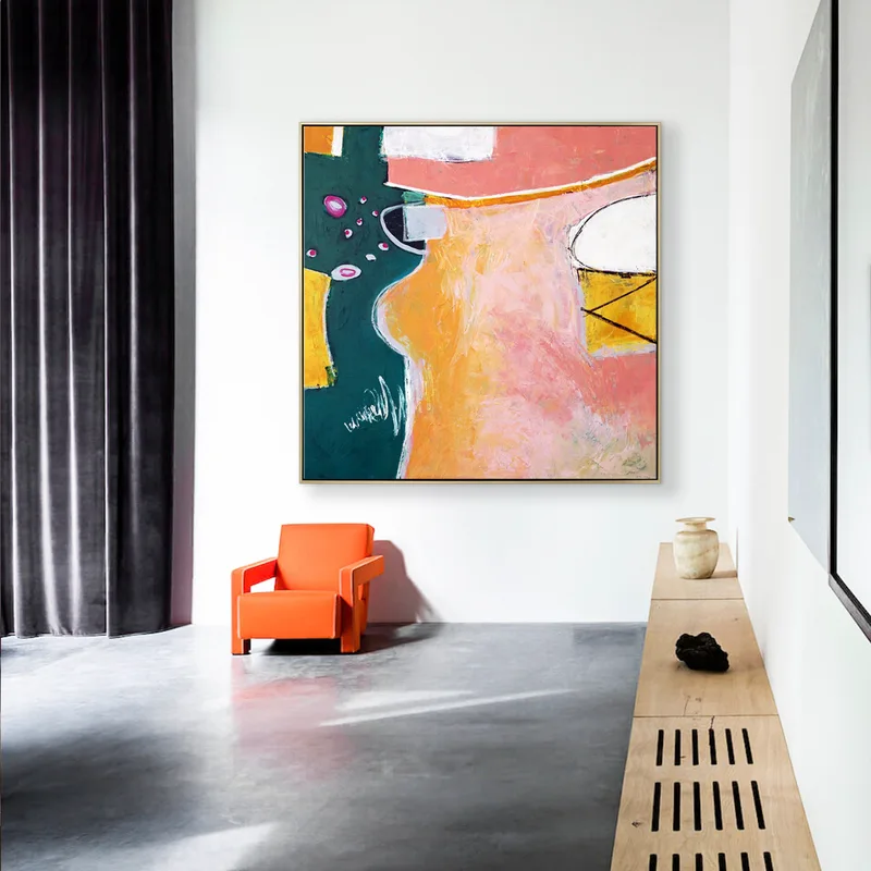 Original Abstract Acrylic Painting, Large Colorful Modern Canvas Wall Art Filled with Expressive Marks and Shapes | Magician's table